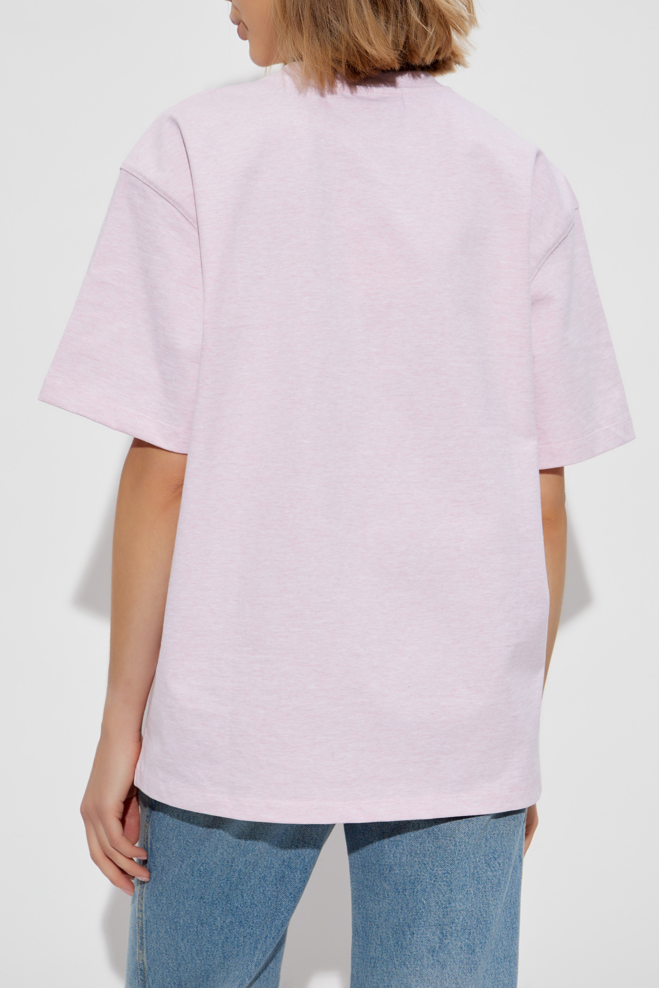 Pink T-shirt with logo Ganni - Vitkac AS